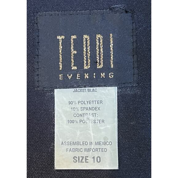 Caterina Black Spaghetti Straps Beaded Prom Gown,Teddi Black Velvet Jacket Sz 10 - Picture 9 of 10